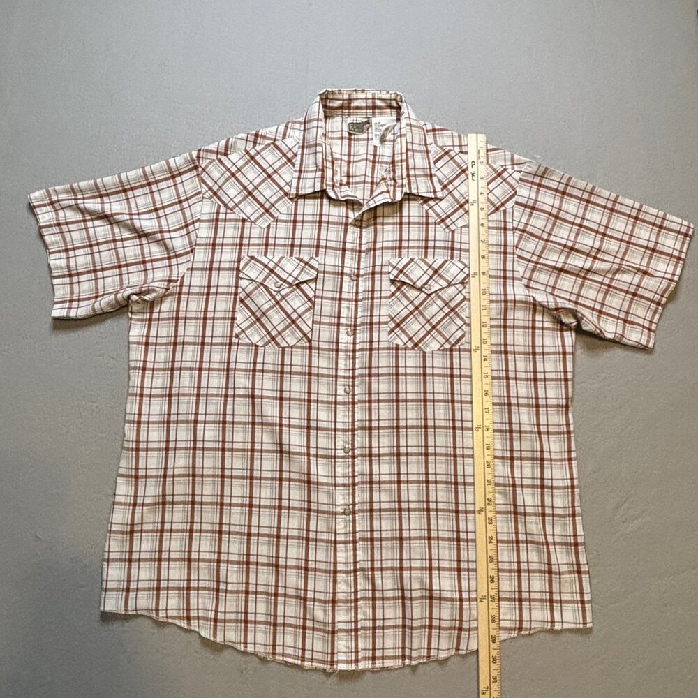 Express Rider VTG Pearl Snap Button Up Shirt Mens Size XL Rust/Brown Plaid - Picture 3 of 7